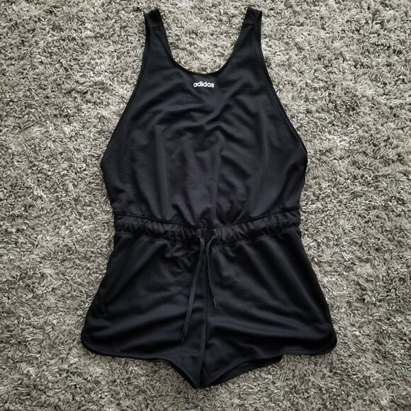 Adidas Women’s Sleeveless Relaxed Training Black Shorts Romper Jumpsuit Size XL - Picture 4 of 10
